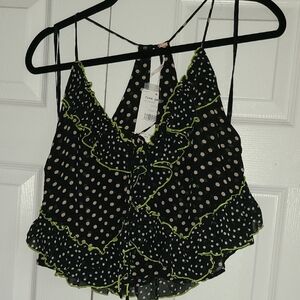 Free People Black and White Polka Dot Camisole